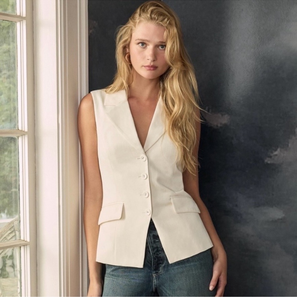 PAIGE Women's Beige Button-Up Vest